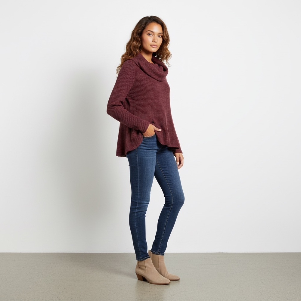 Anthropologie A line waffle knit cowl neck sweater Size small